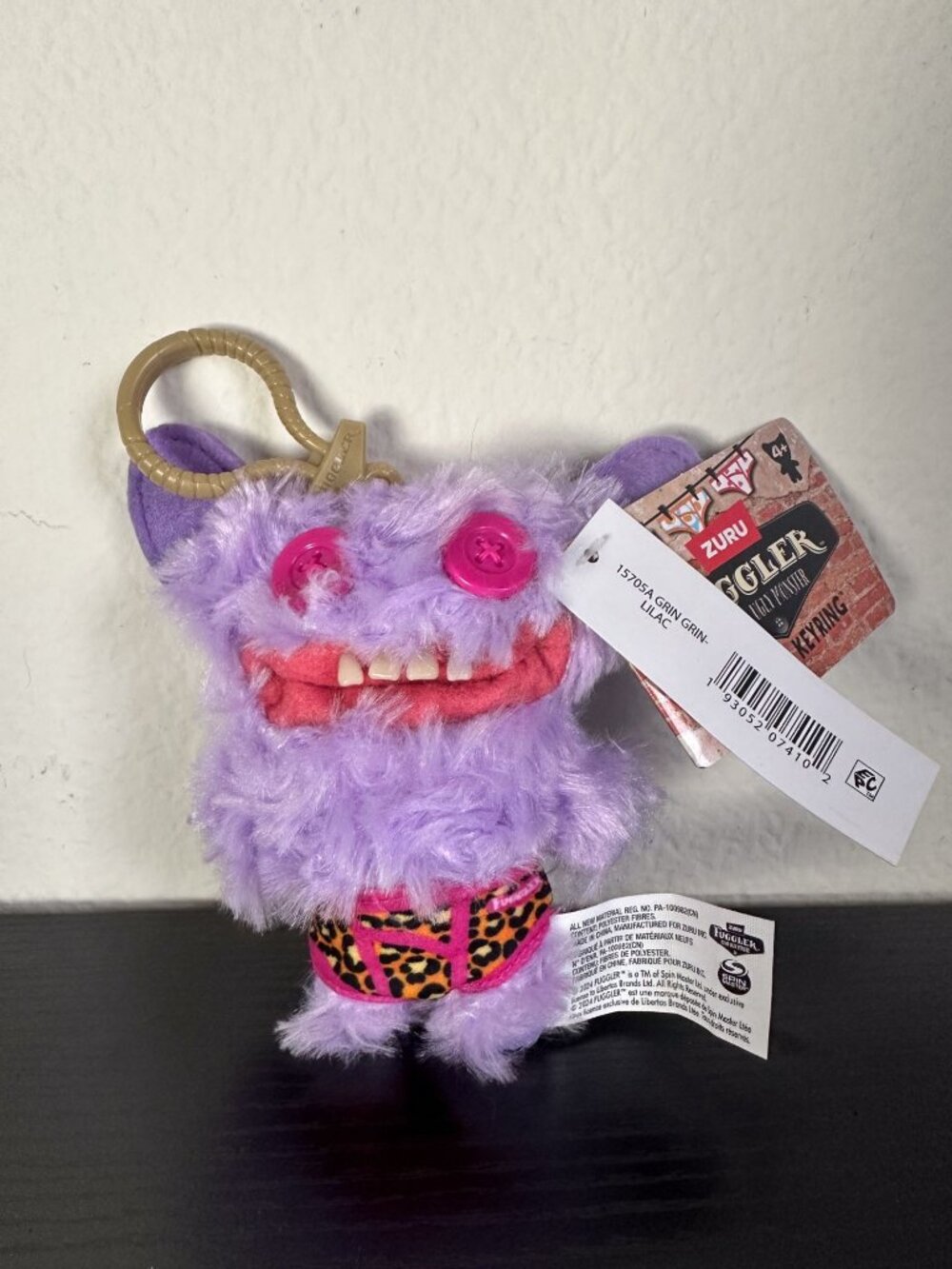 Fuggler Key Rings 5in Grin Grin Purple Funny Ugly Monster Plush Collectible ZURU